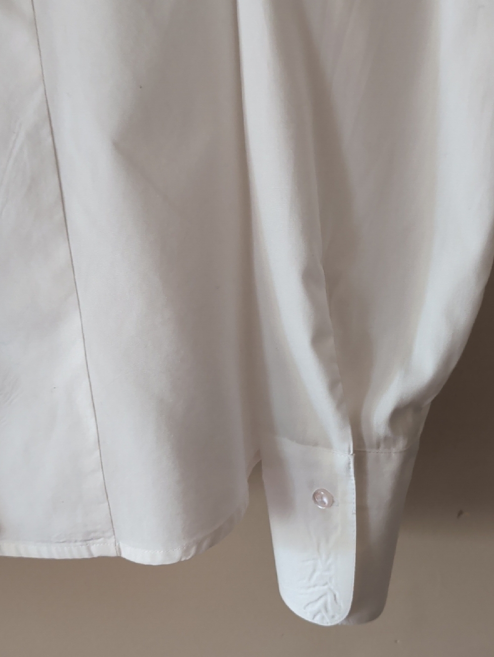 White Ruffled Front Button-Down Blouse - Picture 6 of 12